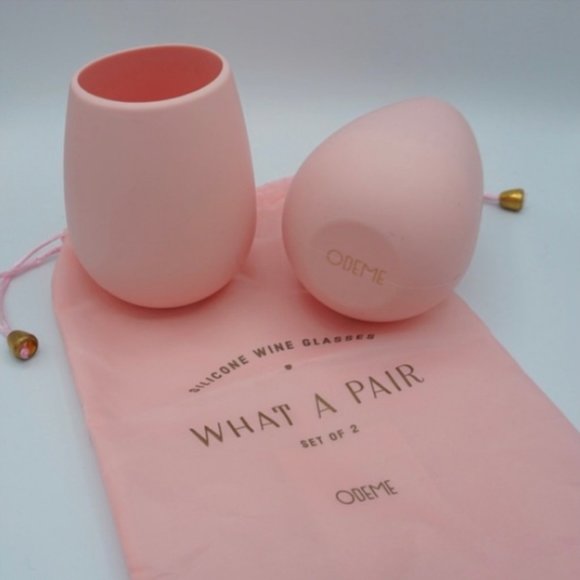ODEME “WHAT A PAIR” PINK SILICONE WINE GLASSES - Picture 2 of 5